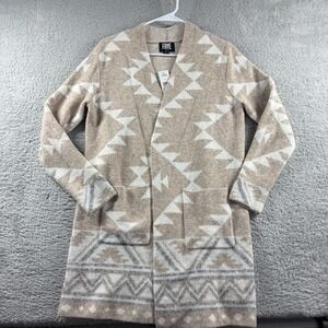 FRYE Cardigan Sweater Womens Small Open Tunic Womens Aztec Jacquard Luxe Neutral